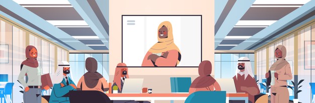 team-arabic-medical-specialists-having-video-conference-with-female-black-muslim-doctor-medicine-healthcare-concept-hospital-meeting-room-interior-horizontal-portrait-illustration_48369-35078